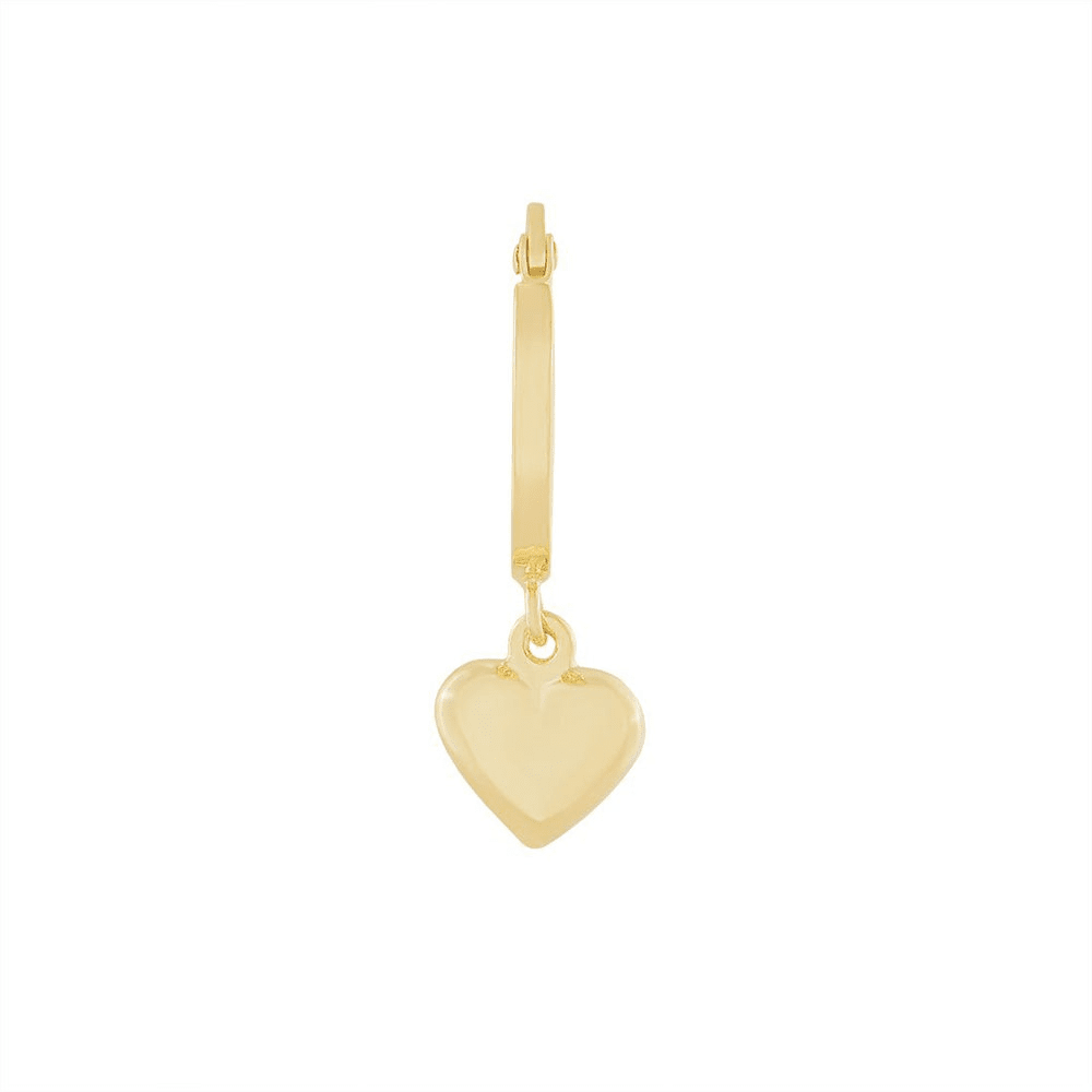 Heart Charm Hoop Earrings in 9kt Bonded Gold Silver Filled Earrings Bevilles 