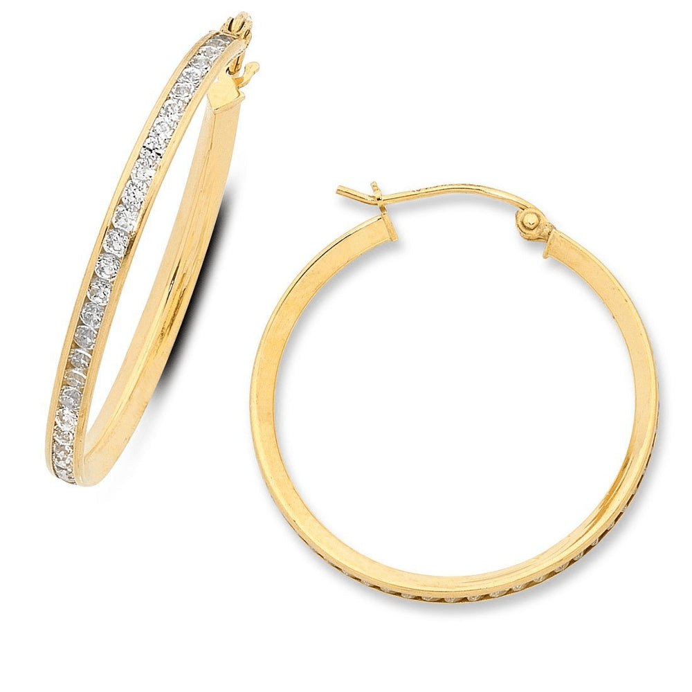 9kt Bonded Gold Silver Filled 28mm Hoop Earrings Earrings Bevilles 