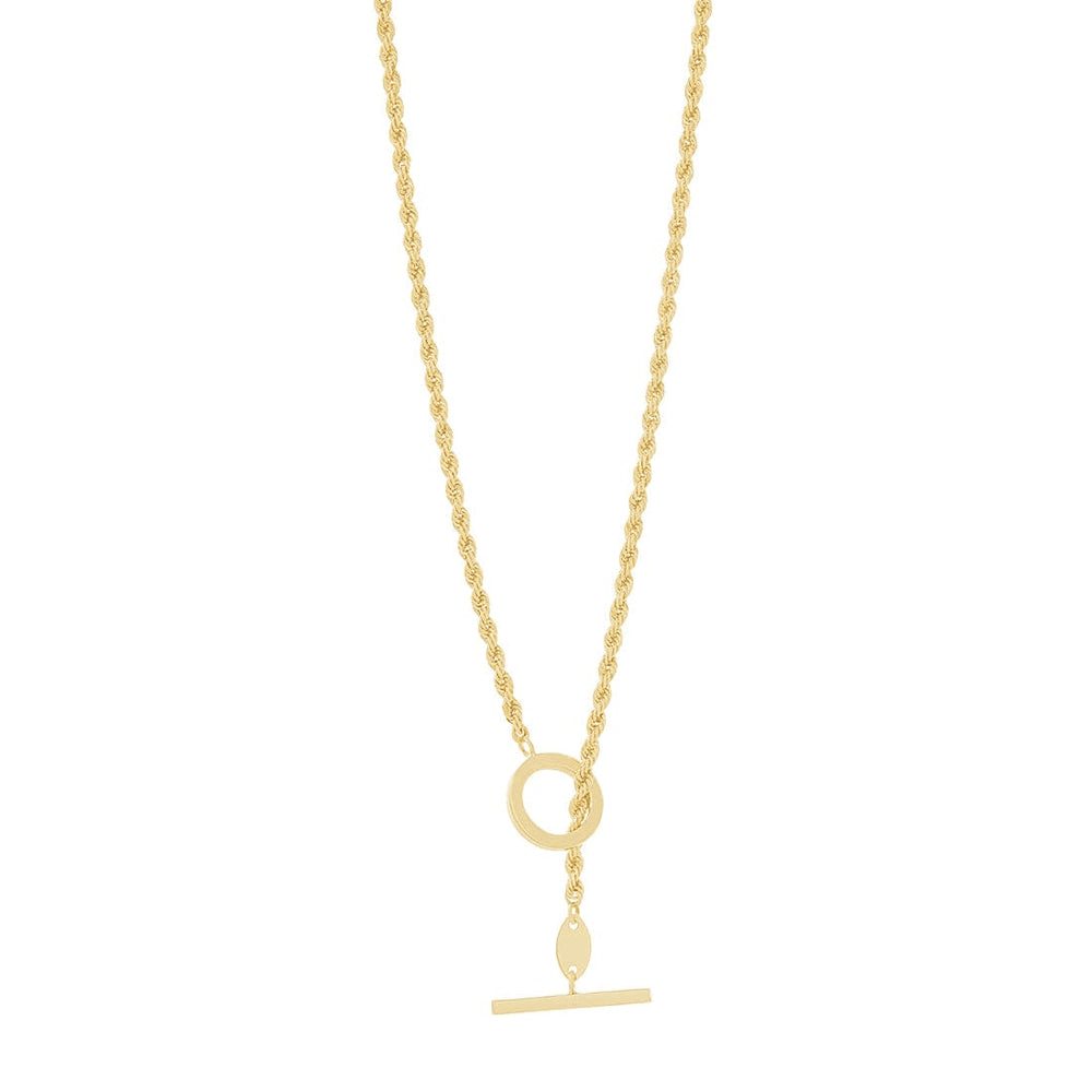 9ct Yellow Gold Silver Infused Rope Necklace With Fob and Circle Bevilles Jewellers 
