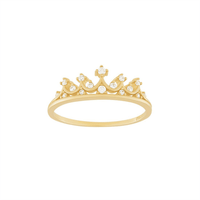 9kt Yellow Gold Princess Tiara Ring with Cubic Zirconia Rings Bevilles 