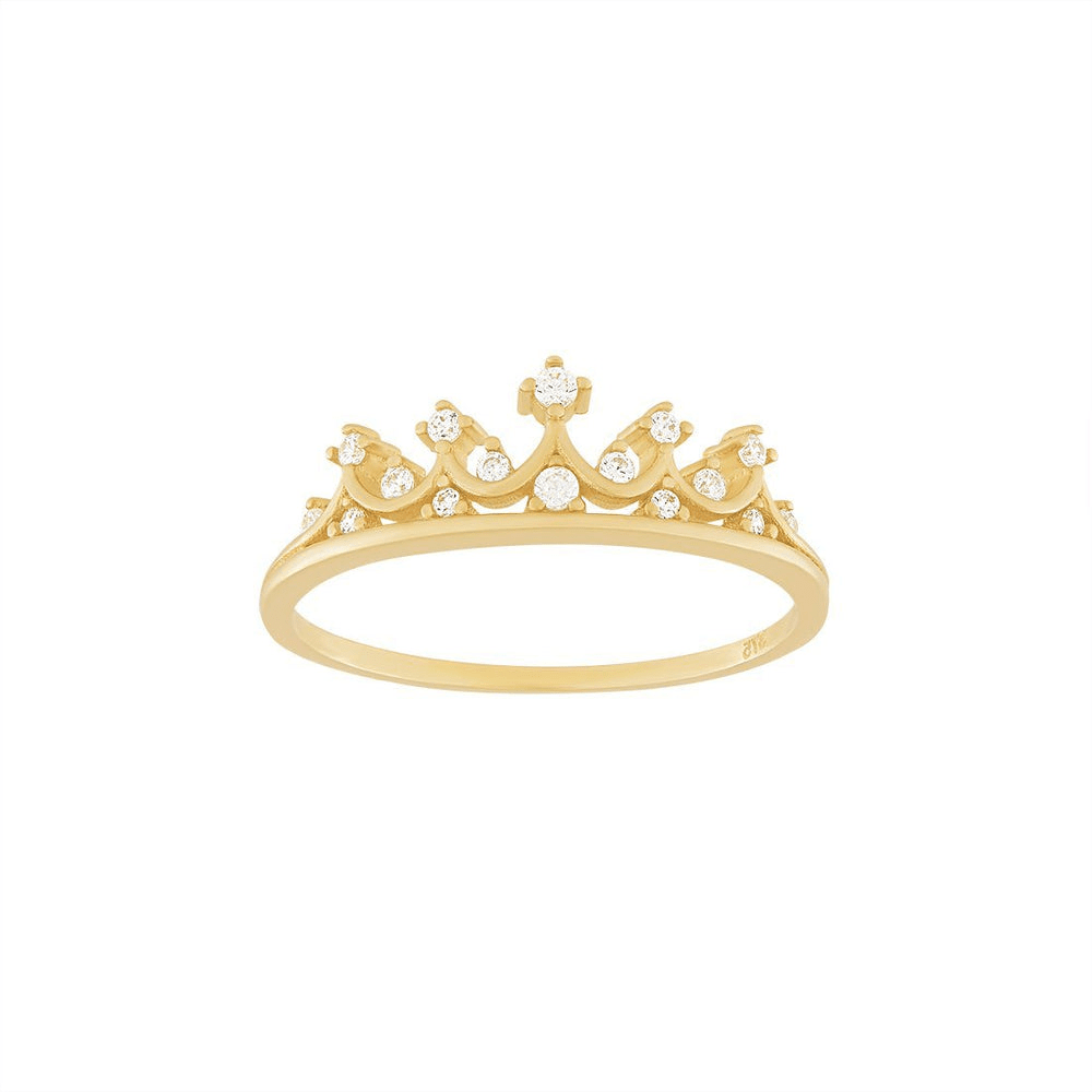 9kt Yellow Gold Princess Tiara Ring with Cubic Zirconia Rings Bevilles 