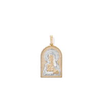 Arched Madonna Pendant in 9kt Yellow and White Gold Pendants Bevilles 