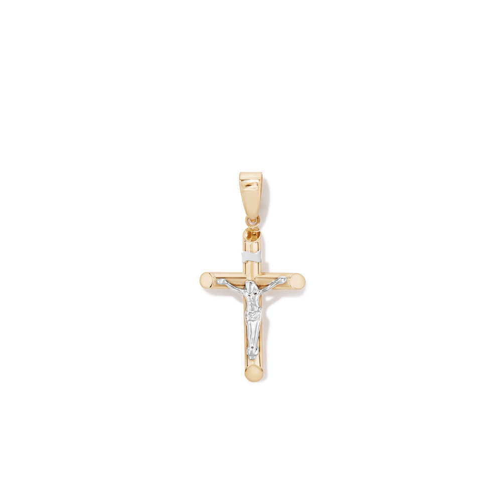 Crucifix Pendant in 9kt White and Yellow Gold Pendants Bevilles 