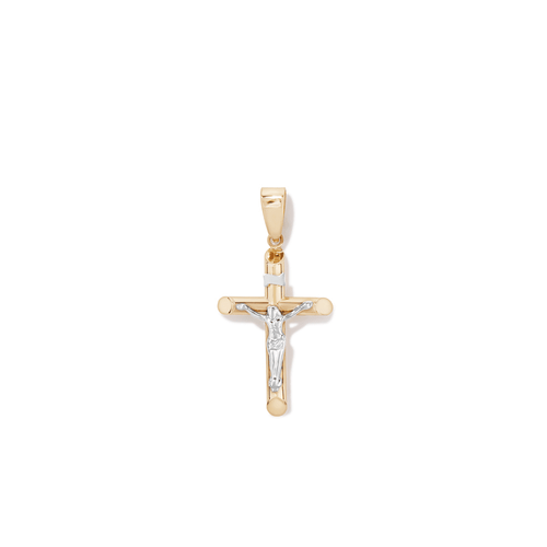 Crucifix Pendant in 9kt White and Yellow Gold Pendants Bevilles 