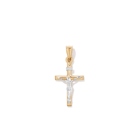 Crucifix Cross Pendant in 9kt White and Yellow Gold Pendants Bevilles 