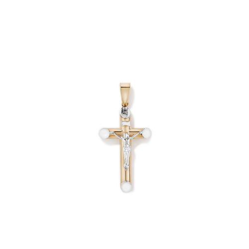 Crucifix Pendant in 9kt White and Yellow Gold Pendants Bevilles 
