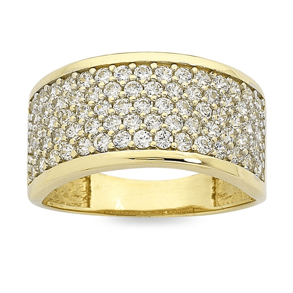 9kt Yellow Gold Cubic Zirconia Pave Ring Rings Bevilles 
