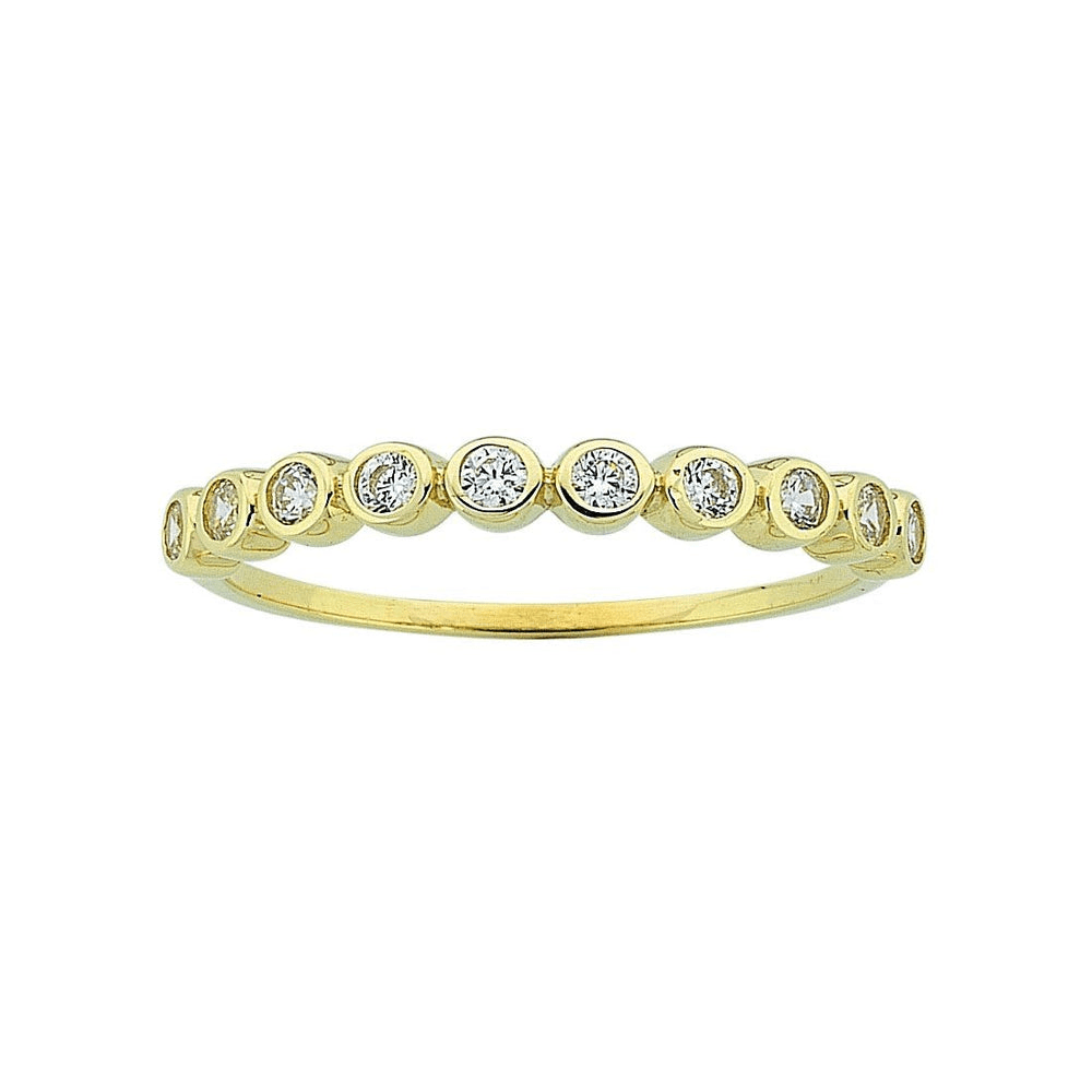 Bezel Set Cubic Zirconia Ring in 9kt Yellow Gold Rings Bevilles 