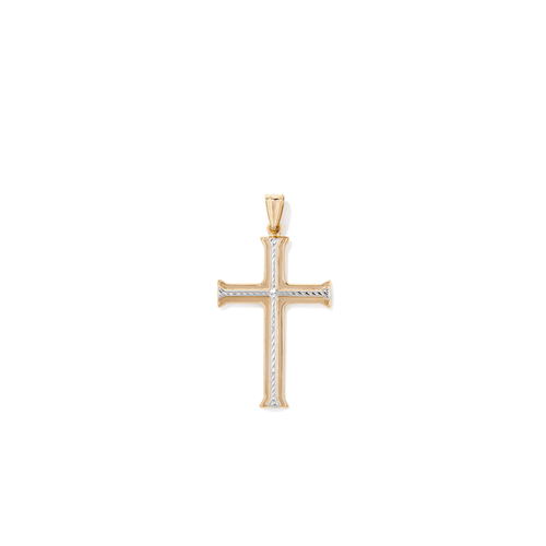 Angled Cross Pendant in 9kt Yellow and White Gold Pendants Bevilles 