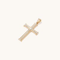 Angled Cross Pendant in 9kt Yellow and White Gold Pendants Bevilles 