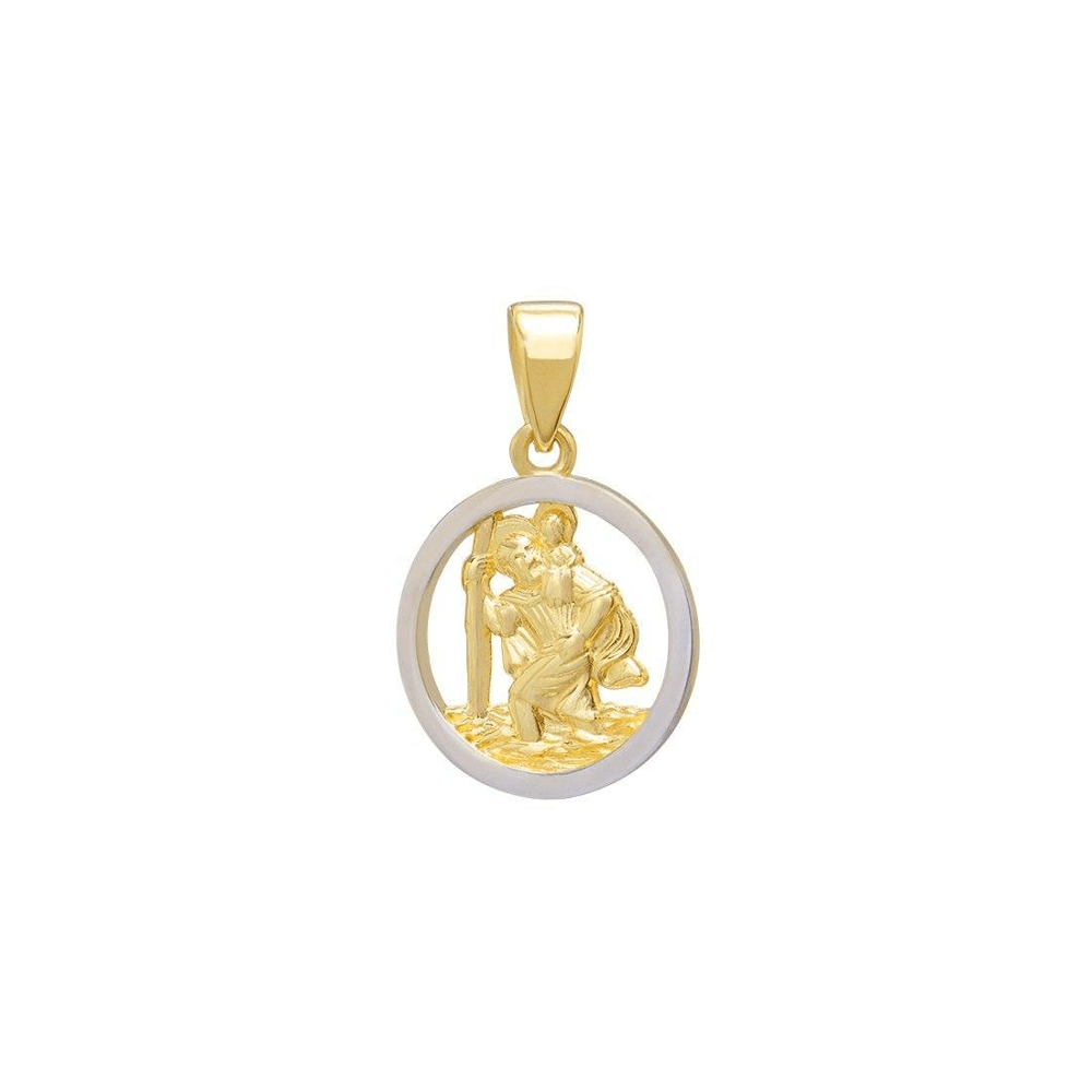 St Christopher Medal Pendant in 9kt Yellow Gold Two Tone Pendants Bevilles 