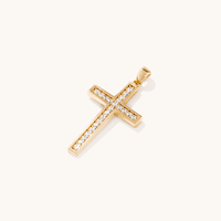 Channel Set Cubic Zirconia Cross Pendant in 9kt Yellow Gold Pendants Bevilles 