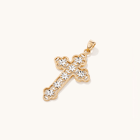 Ornate Cross Pendant in 9kt White and Yellow Gold Pendants Bevilles 