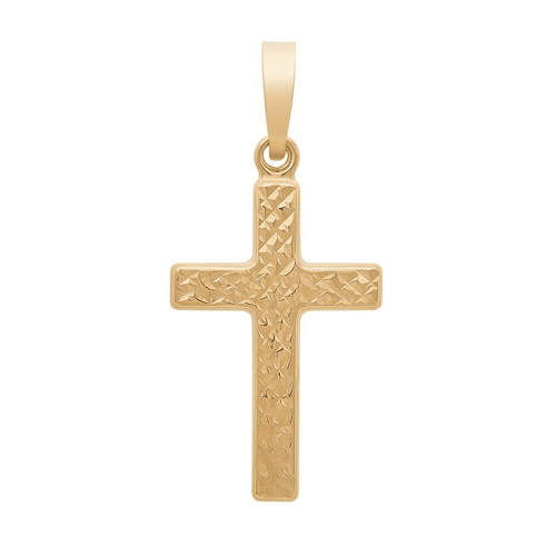 9kt Yellow Gold Diamond Cut Cross Pendant Pendants Bevilles 