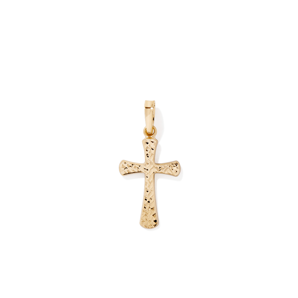 Diamond Cut Cross Pendant in 9kt Yellow Gold Pendants Bevilles 