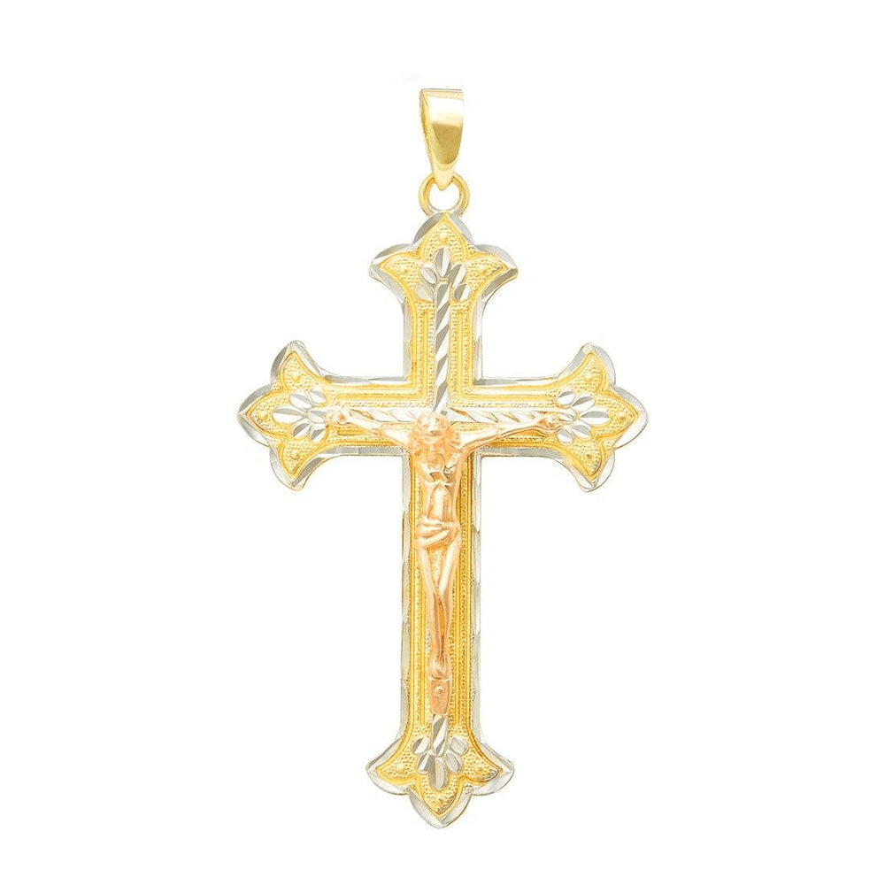 Crucifix Pendant in 9kt Tri-Tone Gold Pendants Bevilles 
