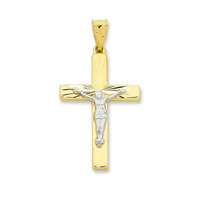 9kt Two Tone Bonded Diamond Cut Crucifix Pendant Pendants Bevilles 