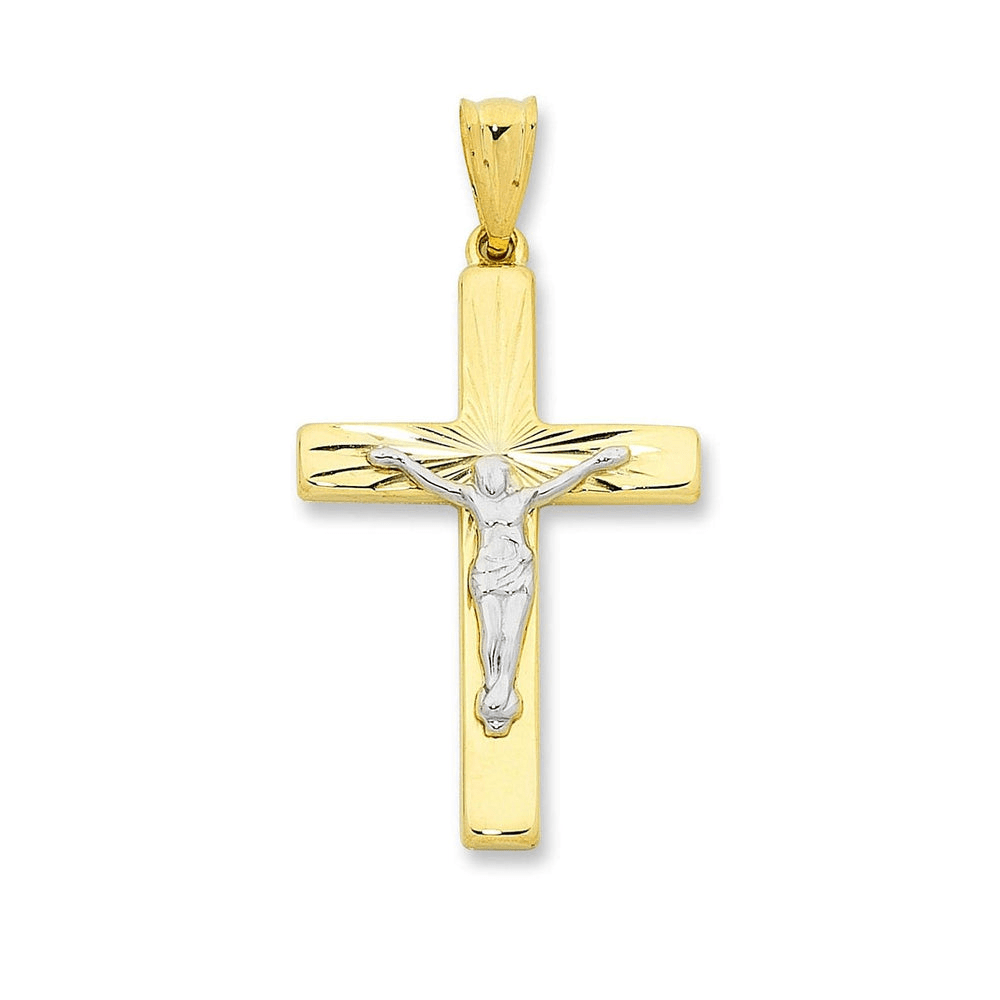 9kt Two Tone Bonded Diamond Cut Crucifix Pendant Pendants Bevilles 