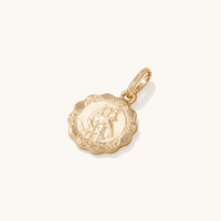 Scalloped Ornate Saint Christopher Pendant in 9kt Yellow Gold Pendants Bevilles 