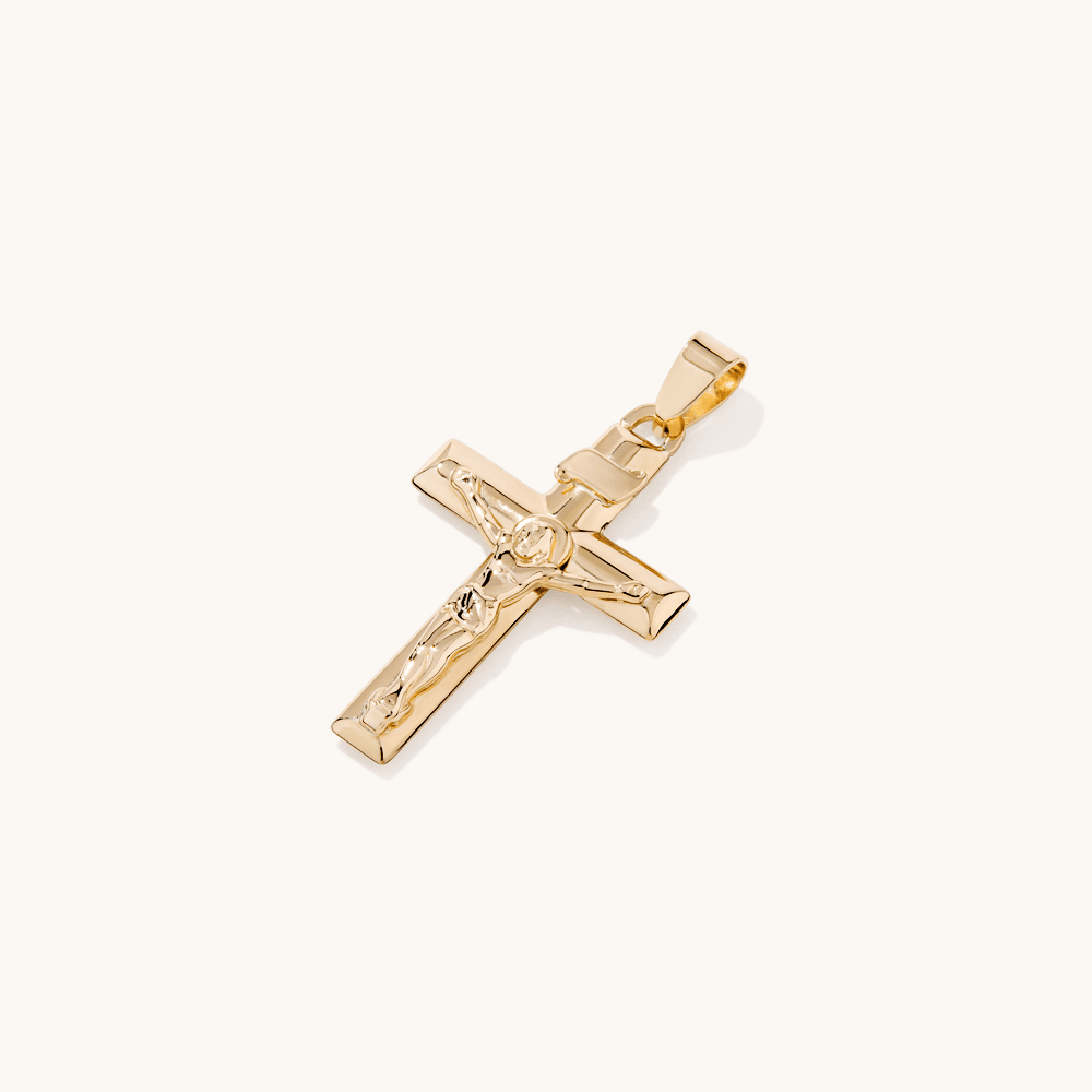 Crucifix Cross Pendant in 9kt Yellow Gold Pendants Bevilles 