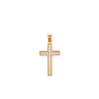 Cubic Zirconia Cross Pendant in 9kt Yellow Gold Pendants Bevilles 