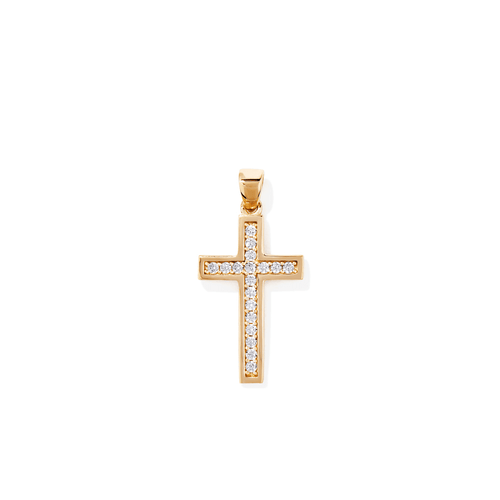 Cubic Zirconia Cross Pendant in 9kt Yellow Gold Pendants Bevilles 