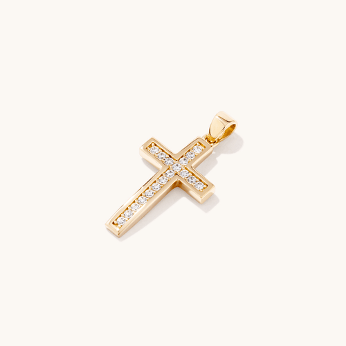 Cubic Zirconia Cross Pendant in 9kt Yellow Gold Pendants Bevilles 