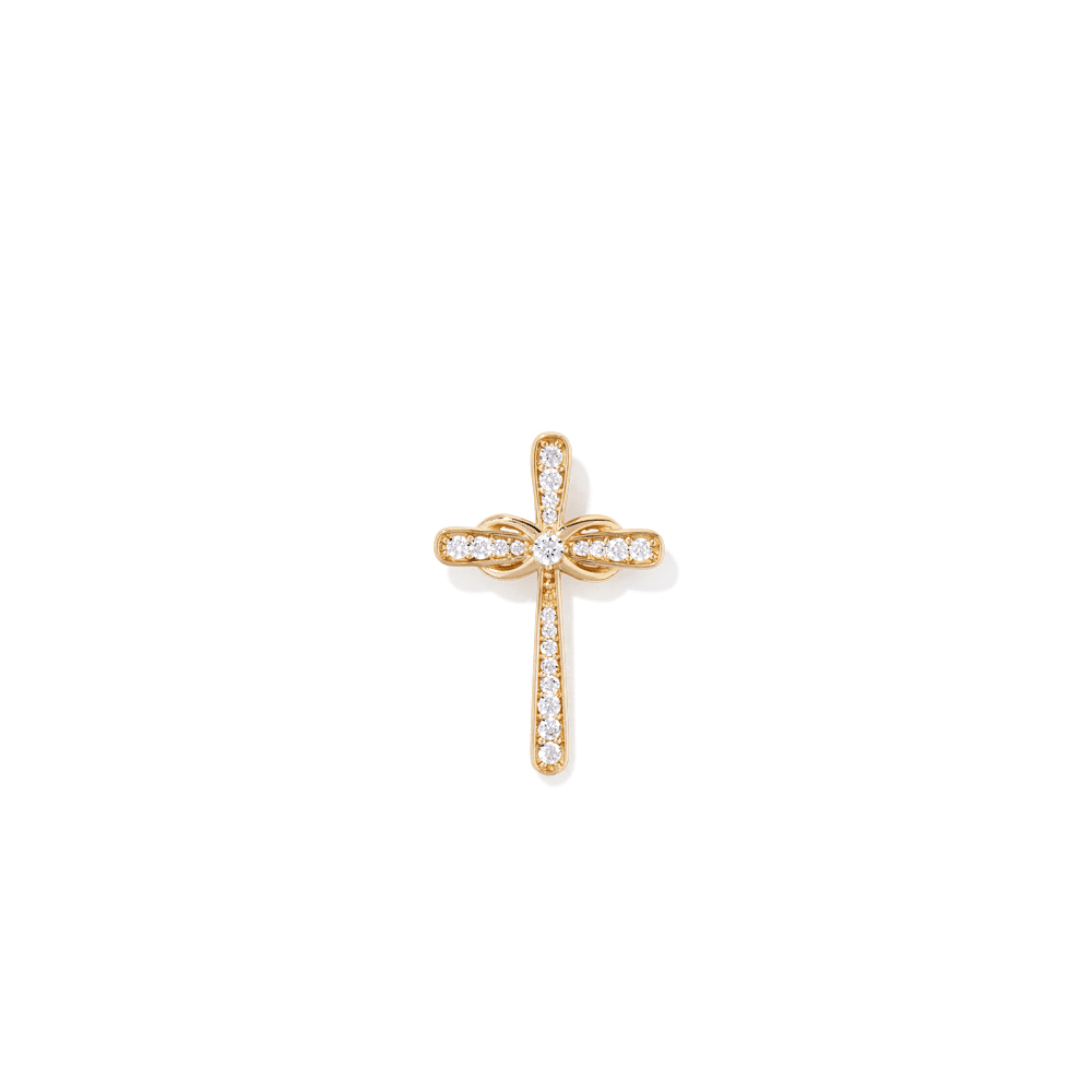 Cubic Zirconia Infinity Cross Pendant in 9kt Yellow Gold Pendants Bevilles 