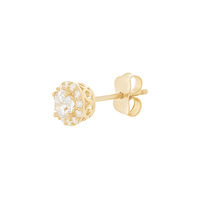 Cubic Zirconia Halo Stud Earrings in 9kt Yellow Gold Earrings Bevilles 