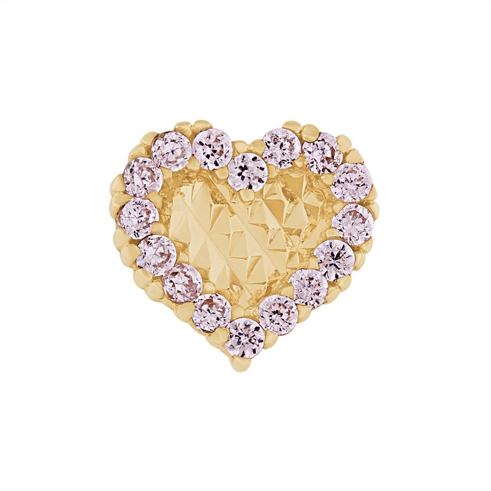 Cubic Zirconia and Diamond Cut Heart Stud Earrings in 9kt Yellow Gold Earrings Bevilles 