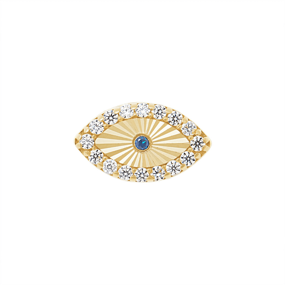 9kt Yellow Gold Evil Eye Stud Earrings with Cubic Zirconia Earrings Bevilles 