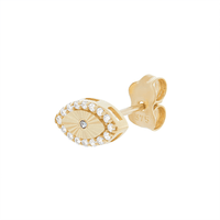 9kt Yellow Gold Evil Eye Stud Earrings with Cubic Zirconia Earrings Bevilles 