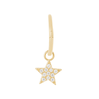 9kt Yellow Gold Pave Flower Charms Hoop Earrings with Cubic Zirconia Earrings Bevilles 