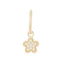 Cubic Zirconia Flower Charm Huggie Earrings in 9kt Yellow Gold Earrings Bevilles 