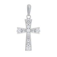 9kt White Gold Cubic Zirconia Cross Pendant Pendants Bevilles 