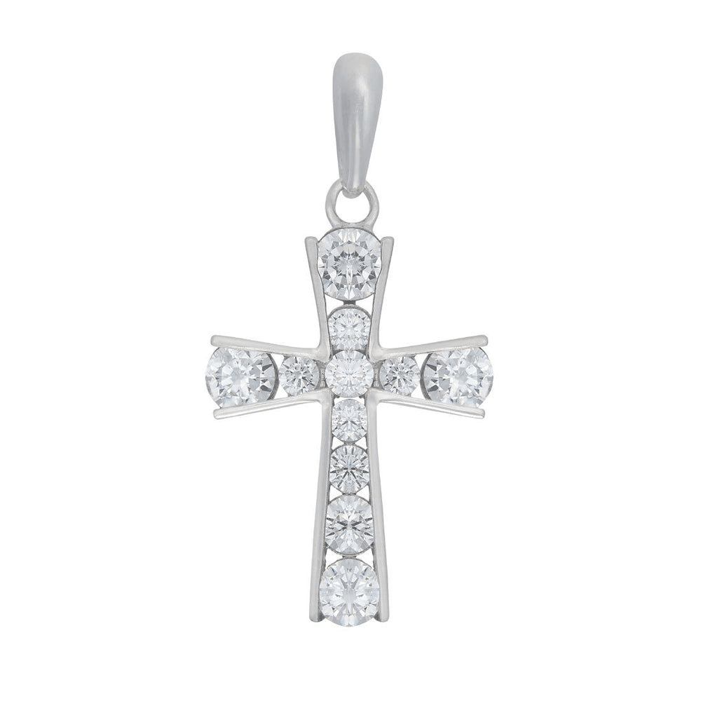 9kt White Gold Cubic Zirconia Cross Pendant Pendants Bevilles 