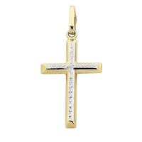 Two-tone Diamond Cut Cross Pendant with 9ct White Gold and 9ct Yellow Gold Bevilles Jewellers 