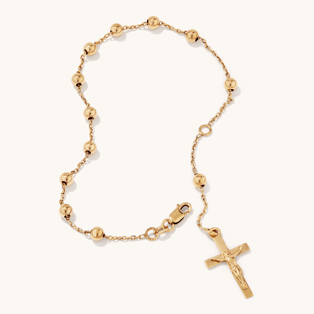 22cm Rosary Bracelet in 9kt Bonded Gold Silver Filled Bracelets Bevilles 