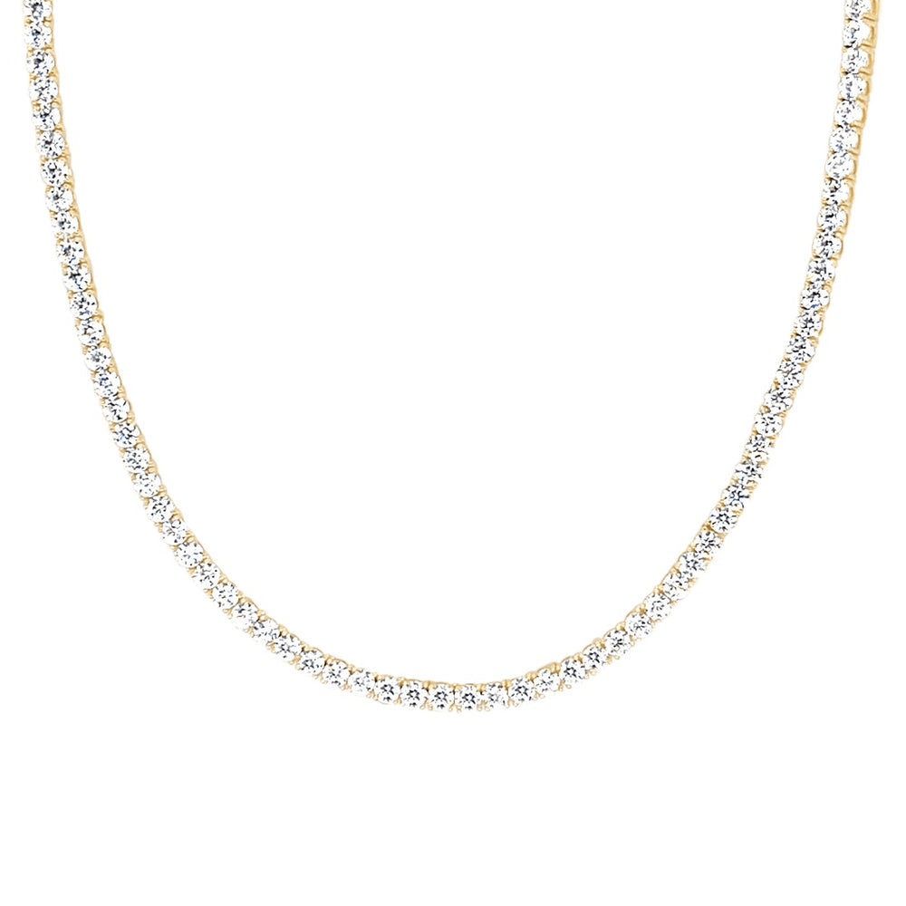 9ct Yellow Gold Tennis Necklace with Cubic Zirconia Pendants Bevilles 