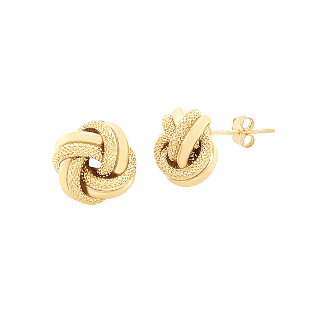 Diamond Cut Knot Studs in 9kt Yellow Gold Earrings Bevilles 