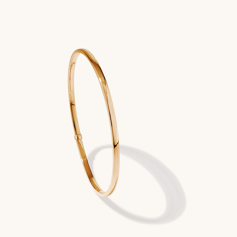 65mm 3mm Width Square Bangle in 9kt Yellow Bonded Gold Bangles Bevilles 