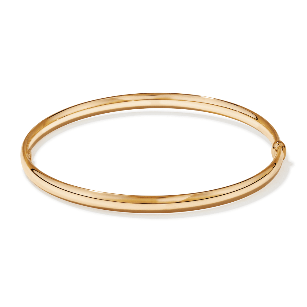 68mm 5mm Width Half Round Bangle in 9kt Yellow Bonded Gold Bangles Bevilles 