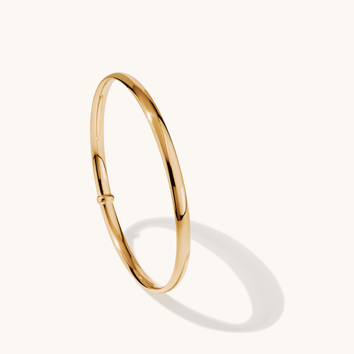 68mm 5mm Width Half Round Bangle in 9kt Yellow Bonded Gold Bangles Bevilles 