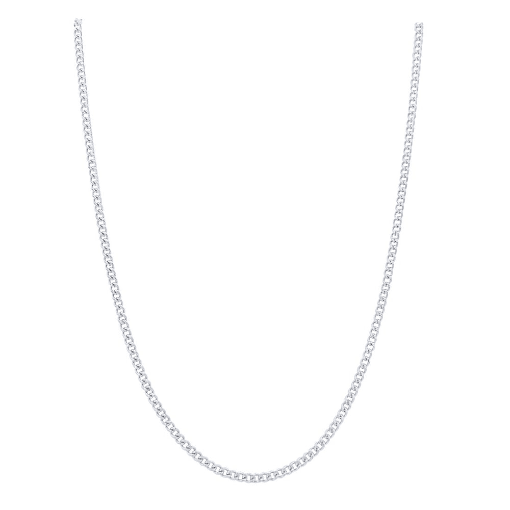 9kt White Gold Fine Diamond Cut Curb Chain Necklace 50cm Necklaces Bevilles 