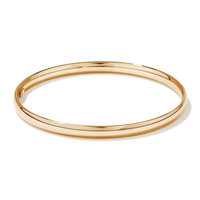 60mm 5mm Width Hollow Half Round Bangle in 9kt Yellow Gold Bangles Bevilles 