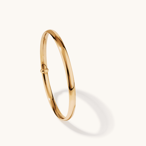 60mm 5mm Width Half Round Bangle in 9kt Yellow Bonded Gold Bangles Bevilles 