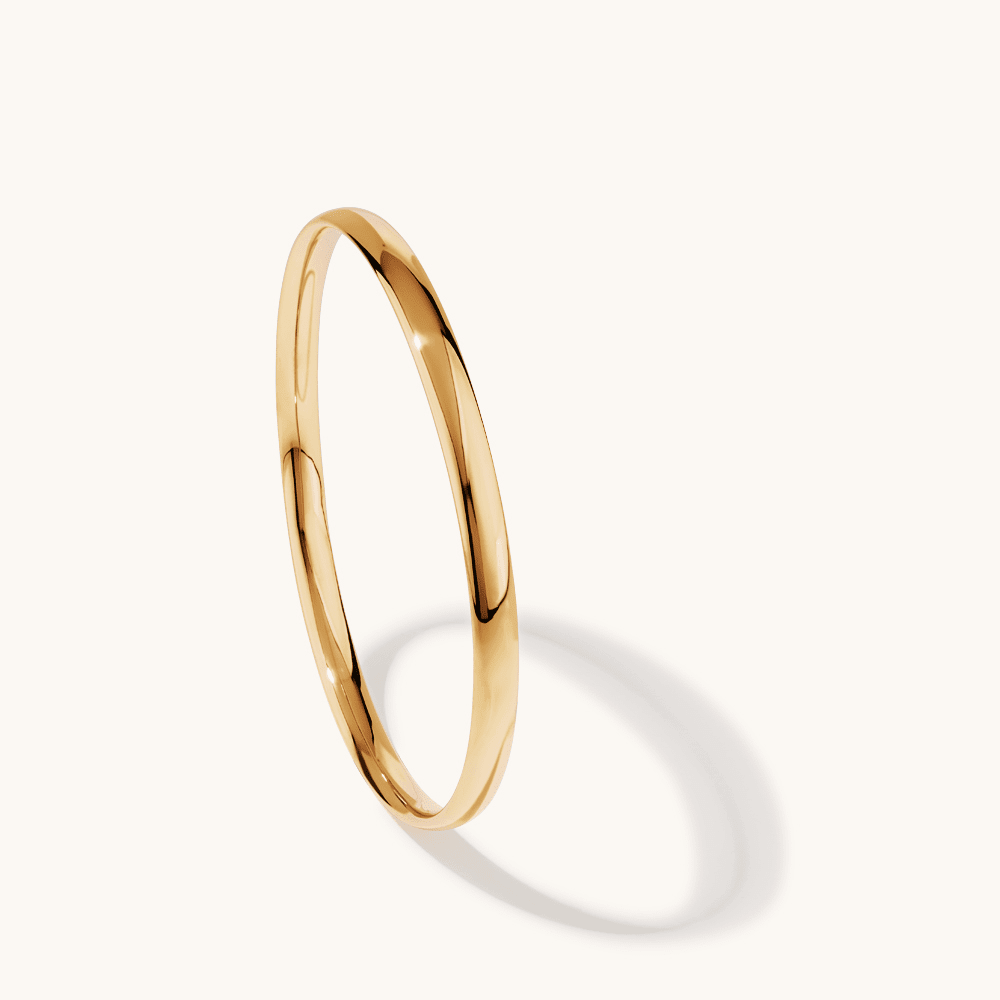 63mm 5mm Width Hollow Half Round Bangle in 9kt Yellow Gold Bangles Bevilles 