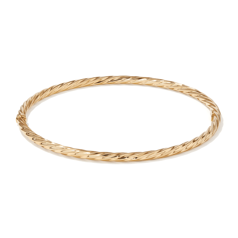 65mm 2mm Width Twist Bangle in 9kt Yellow Gold Bangles Bevilles 