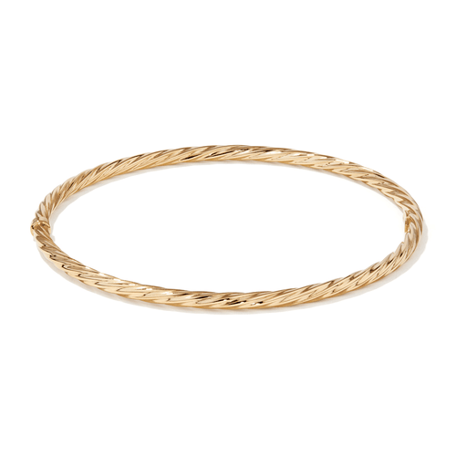 65mm 2mm Width Twist Bangle in 9kt Yellow Gold Bangles Bevilles 