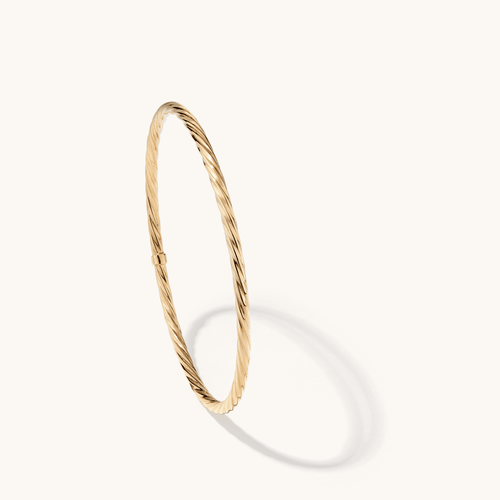 65mm 2mm Width Twist Bangle in 9kt Yellow Gold Bangles Bevilles 